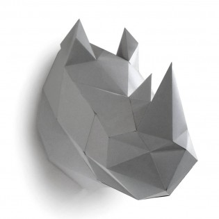 Kit de pliage papier trophée Rhinocéros gris - Assembli
