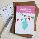 8 invitations Anniversaire (Rose) + enveloppes