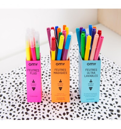 9 feutres fluos - Omy