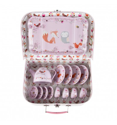 Dînette en métal amis de la forêt rose