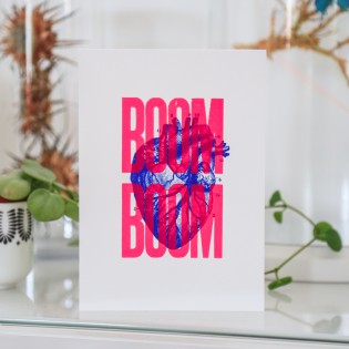 Carte Letterpress BOOM BOOM - ROSE FLUO