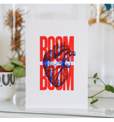Carte Letterpress BOOM BOOM - Rouge