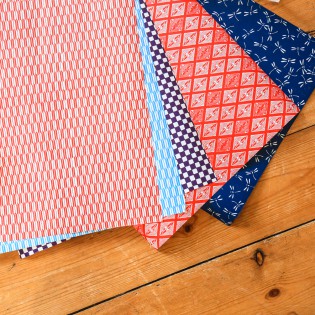 Set de 5 feuilles assorties de papier japonais