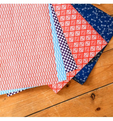 Set de 5 feuilles assorties de papier japonais