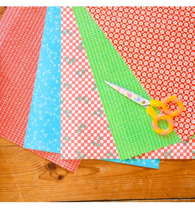 Set de 5 feuilles assorties de papier japonais