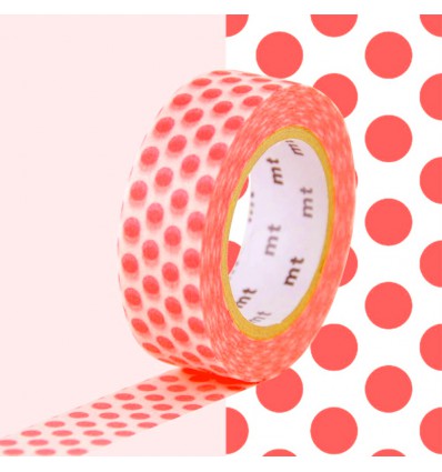 Masking tape pois corail fluo