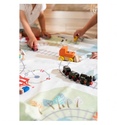 Grand Sac de rangement recto verso Circuit train/ours - Play and Go