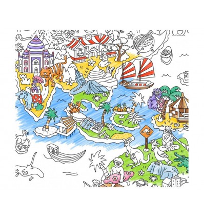 Grand poster Atlas à colorier Omy
