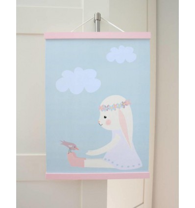 Porte affiche bois rose 30 cm