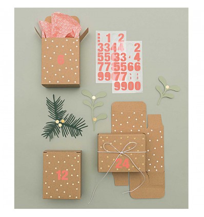 Boîtes kraft/or calendrier de l'avent