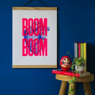 Sérigraphie Boom Boom Rose Fluo A3