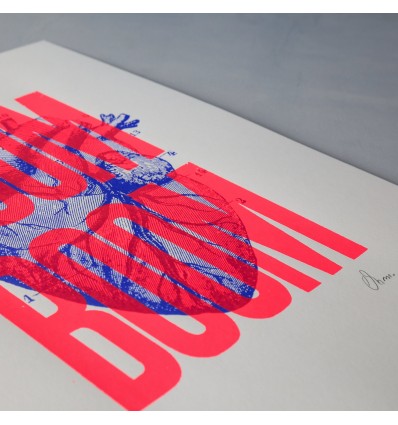 Sérigraphie Boom Boom Rose Fluo A3
