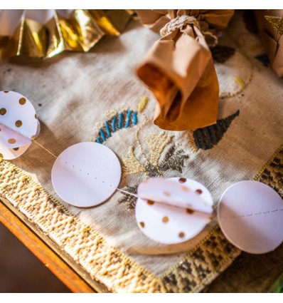 Guirlande cercles 3D pois dorés - Artyfete