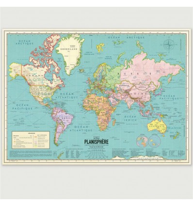 Carte du monde 2020 style vintage - Pappus Editions