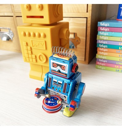 Robot tambour bleu vintage