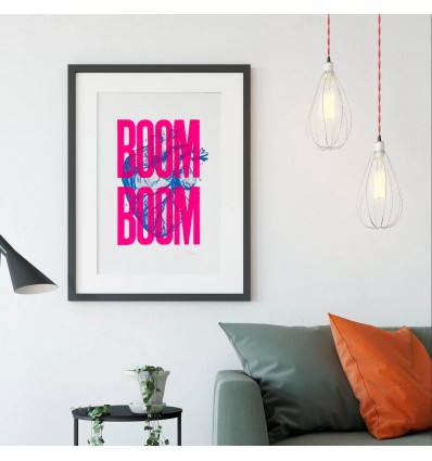 Sérigraphie Boom Boom Rose Fluo 50x70 cm