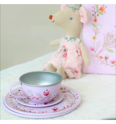 Dînette en métal amis de la forêt rose