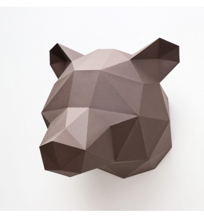 Kit de pliage papier trophée Ours marron- - Assembli 