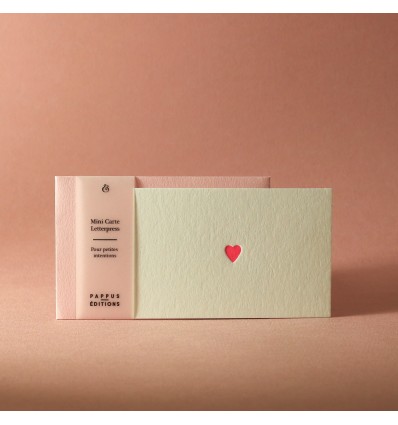 Mini carte coeur rose - Pappus Editions