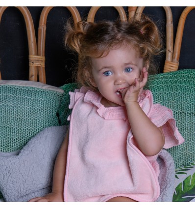 Grand bavoir à col - Rose Blush