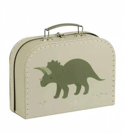 Valise en carton Dinosaures Kaki (M) - A little lovely company