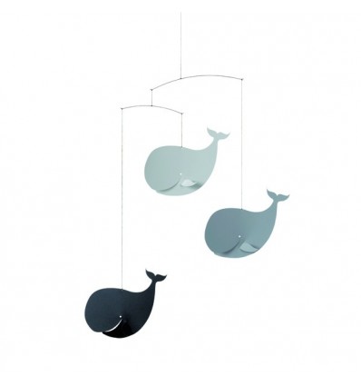 Mobile baleines heureuses gris Flensted