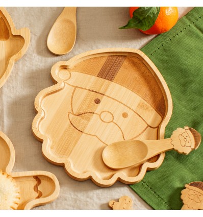 Assiette en bambou Père Noël - Sass&Belle