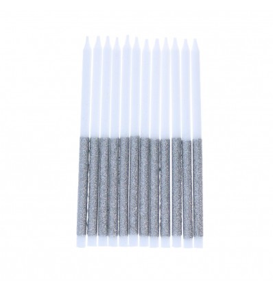 Bougies pailletées argentées