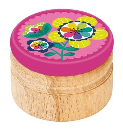 Boîte à dents de lait en bois Fleurs