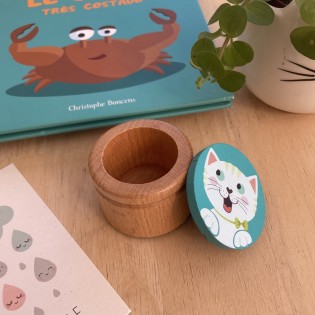 Boîte à dents de lait en bois Chat Blanc