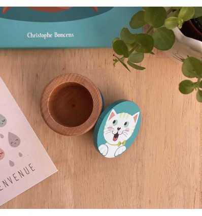 Boîte à dents de lait en bois Chat Blanc