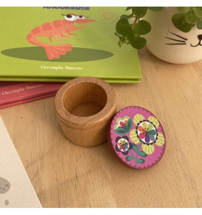 Boîte à dents de lait en bois Fleurs