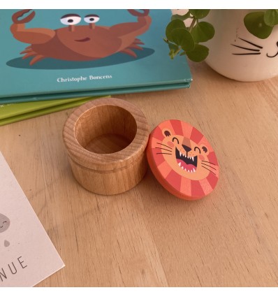 Boîte à dents de lait en bois Lion