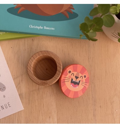 Boîte à dents de lait en bois Lion