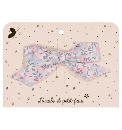 Barrette noeud princesse Liberty Witshire Jacinthe Rose - Luciole et Petit Pois