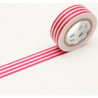 Masking tape RAYURES HORIZONTALES FRAMBOISE 2