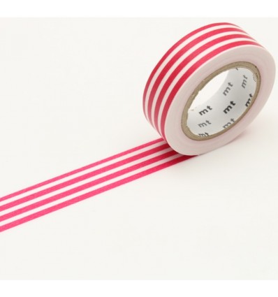 Masking tape RAYURES HORIZONTALES FRAMBOISE