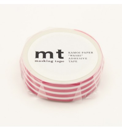 Masking tape RAYURES HORIZONTALES FRAMBOISE