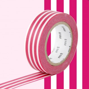 Masking tape RAYURES HORIZONTALES FRAMBOISE