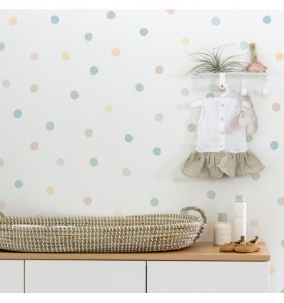 Stickers muraux Pois Jaunes Verts Bleus - Tresxics