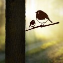 Rouge gorge et son oisillon en métal - Metalbird