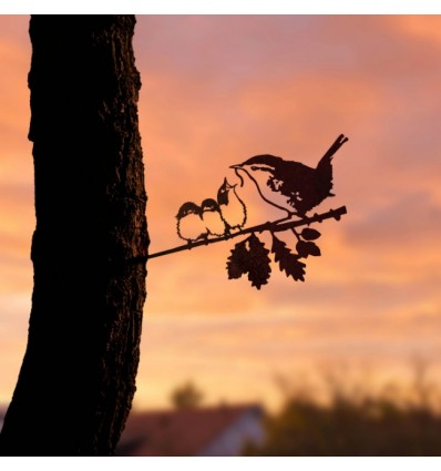 Troglodyte mignon et ses oisillons en métal - Metalbird