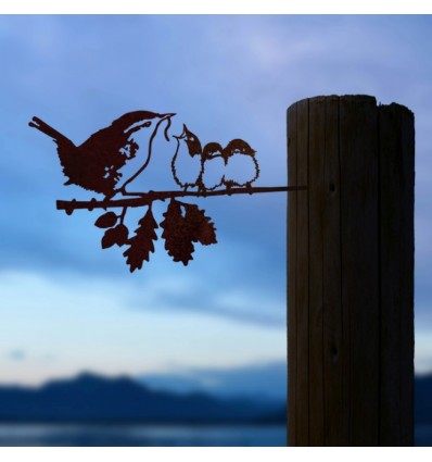 Troglodyte mignon et ses oisillons en métal - Metalbird