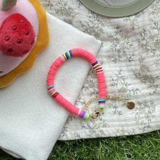 Bracelet surfeur Heishi rose