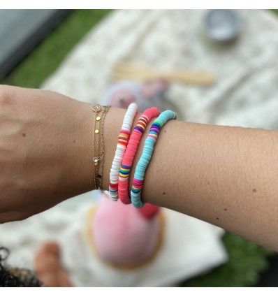 Bracelet surfeur Heishi rose