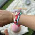 Bracelet surfeur Heishi rose