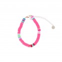 Bracelet surfeur Heishi rose