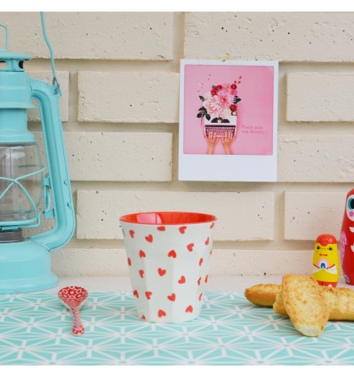 Grand verre coeur rouge en mélamine