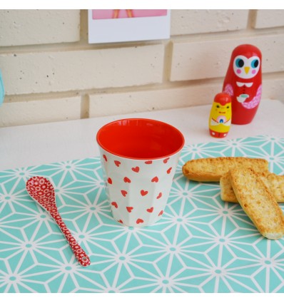 Grand verre coeur rouge en mélamine