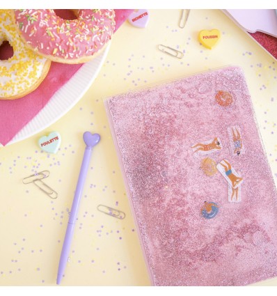 Stylo bille coeur violet en métal